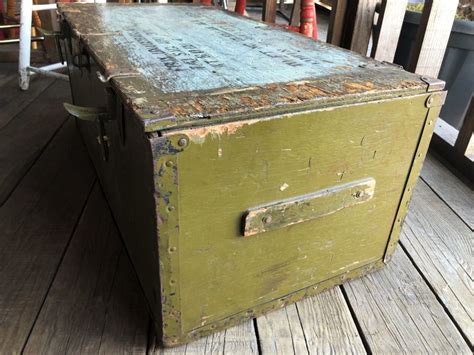 100 pound marked military wooden box trunk with metal bracing|custom nurse trunk box.